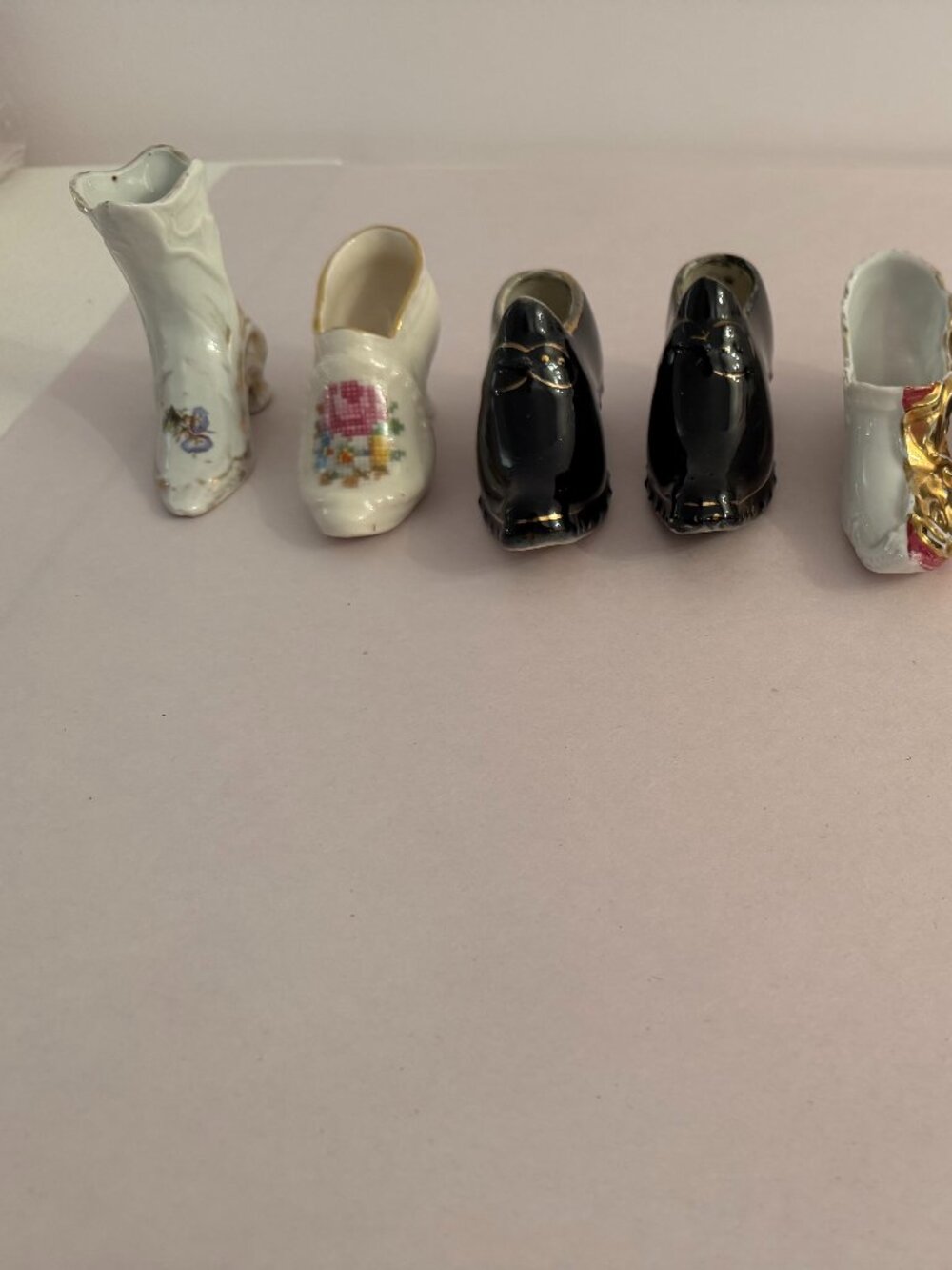 Vintage Miniature Porcelain Shoe Collection - Set of 8